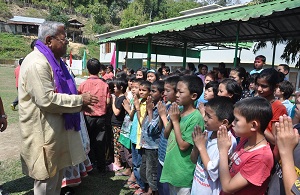 The Governor of Arunachal Pradesh Shri PB Acharya and State�s First Lady Smt Kavita Acharya celebrate the festive occasion of Holi with differently abled childrens of Donyi-Polo Mission School for the hearing and visually impaired, Chimpu  on 13th March 2017. 
